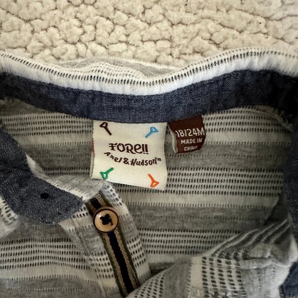 Fore!! Axel and Hudson Gray/White/Blue Stripe Polo * - Picture 2 of 3